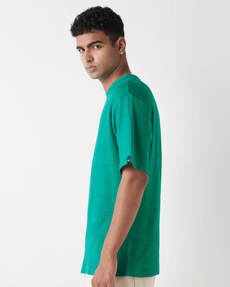 bewakoof Men's Green Oversized T-shirt